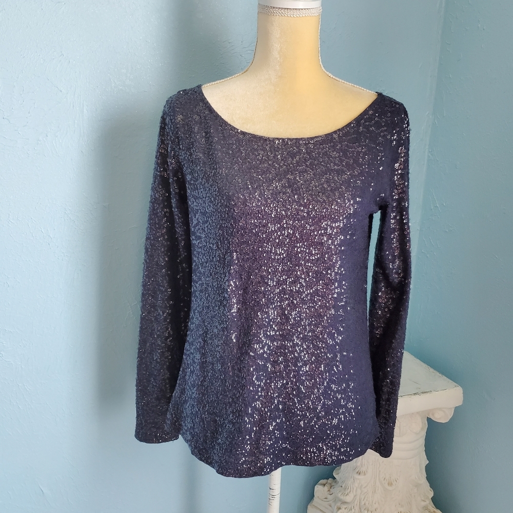 J.Crew all over sequence blue 100% cotton top B31